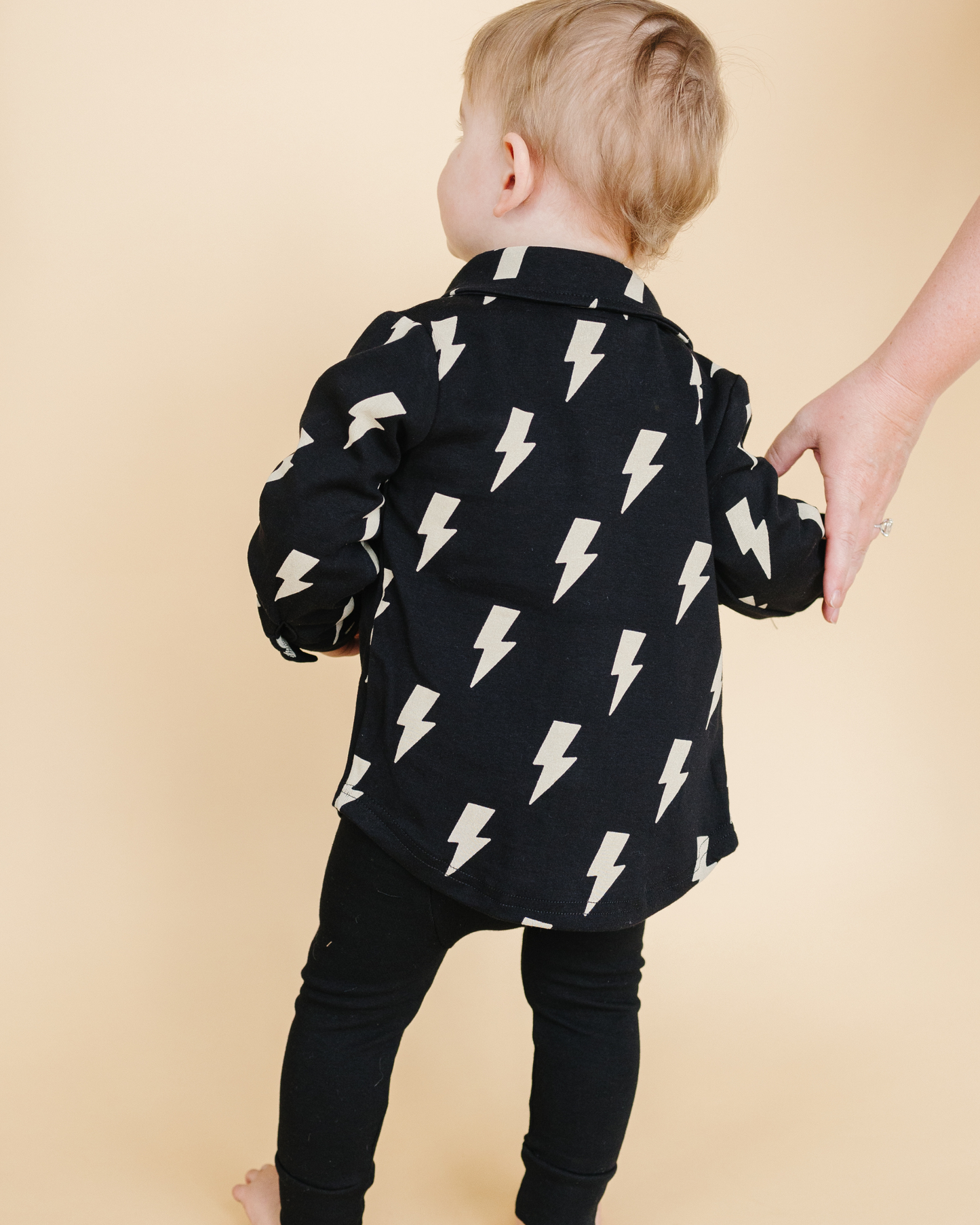 baby black shacket lightning bolts button up cotton jacket kids lightning bolts button up shacket for fall 