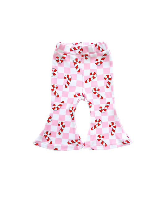 girls pink checkered pants christmas little girls flared pink pants candy canes baby girl flared pant pink checkers xmas