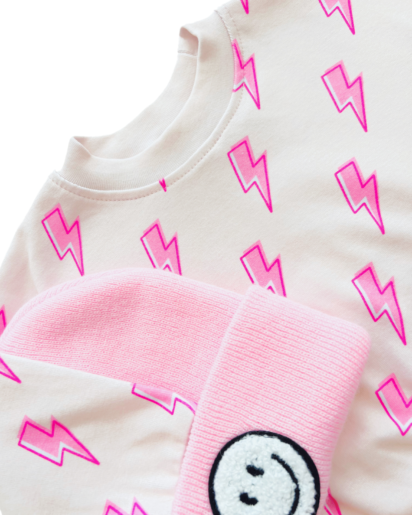 cotton girls pink lightning bolt jogger set kids jogger set long sleeve and sweatpants pink cotton lightning bolt for girls 