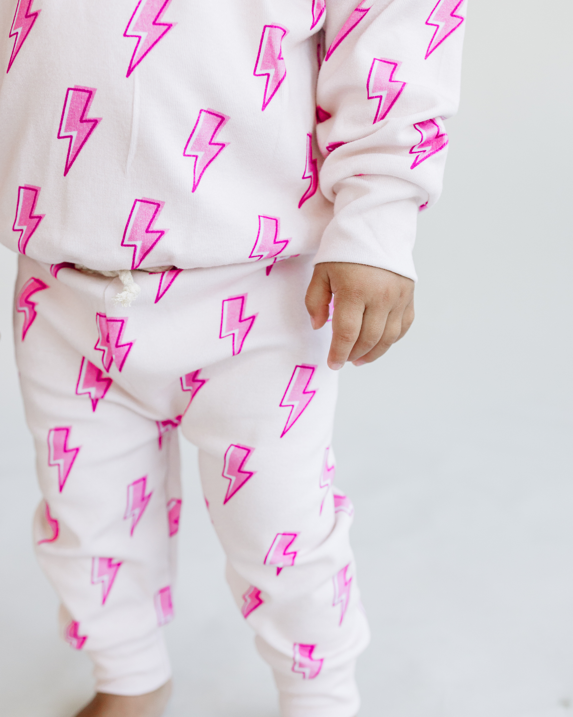 cotton girls pink lightning bolt jogger set kids jogger set long sleeve and sweatpants pink cotton lightning bolt for girls 