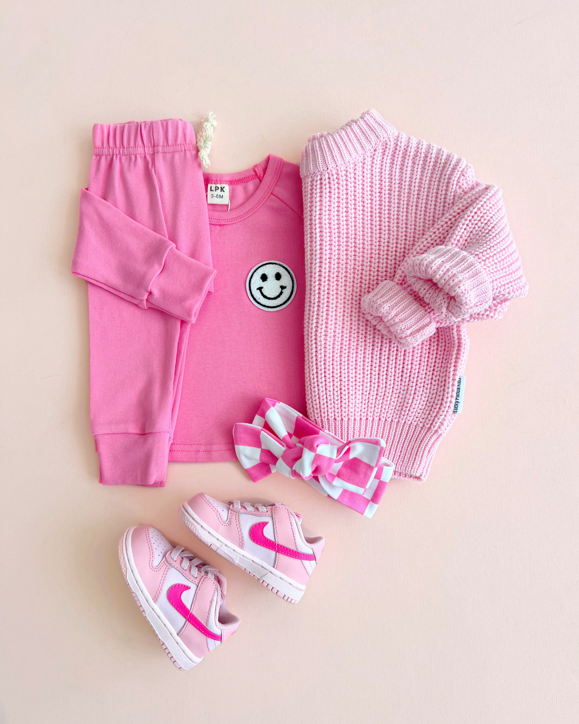 girls bright pink cotton lounge set smiley baby girl lounge set cotton pink with smiley face long sleeve set baby girl 