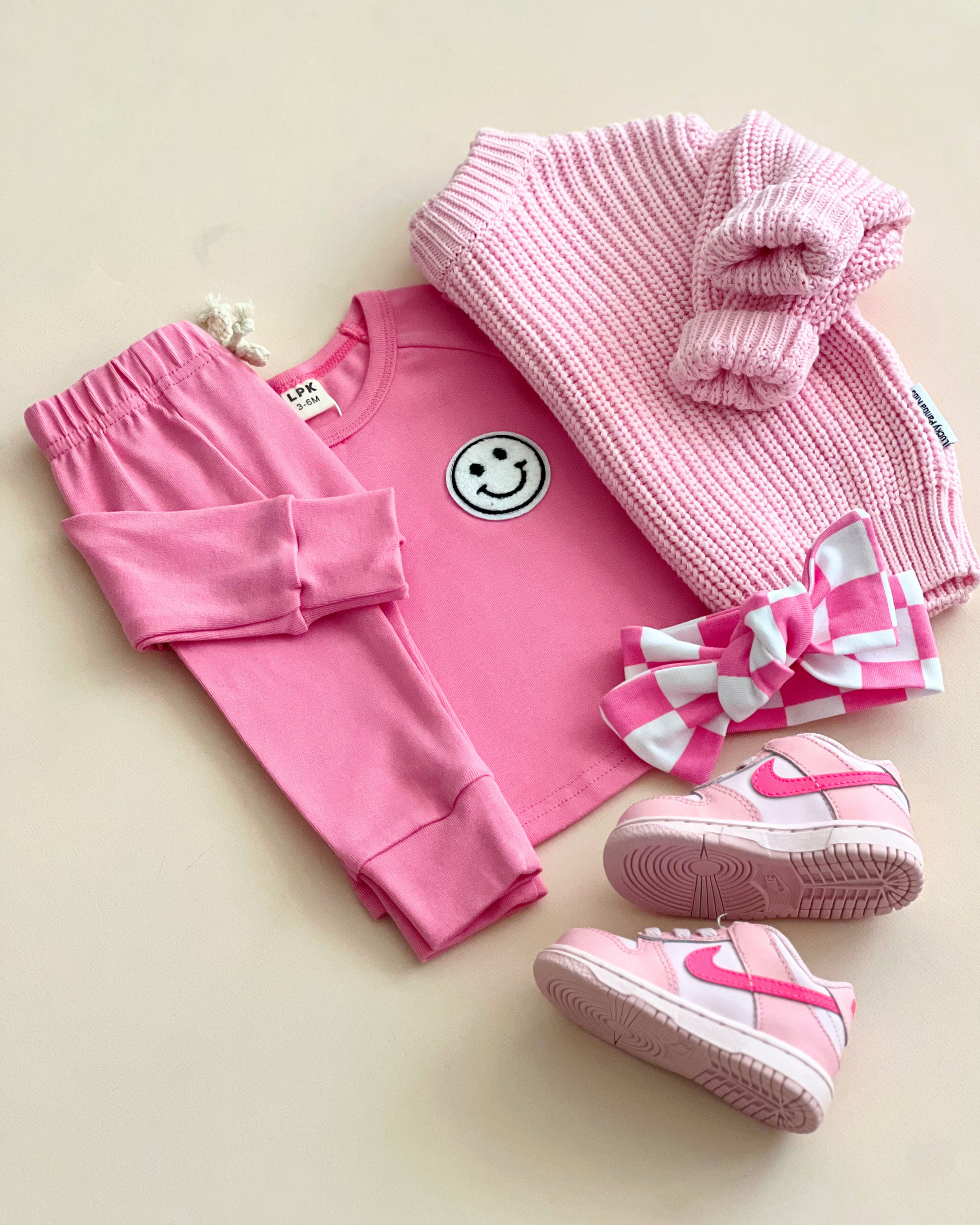 girls bright pink cotton lounge set smiley baby girl lounge set cotton pink with smiley face long sleeve set baby girl 