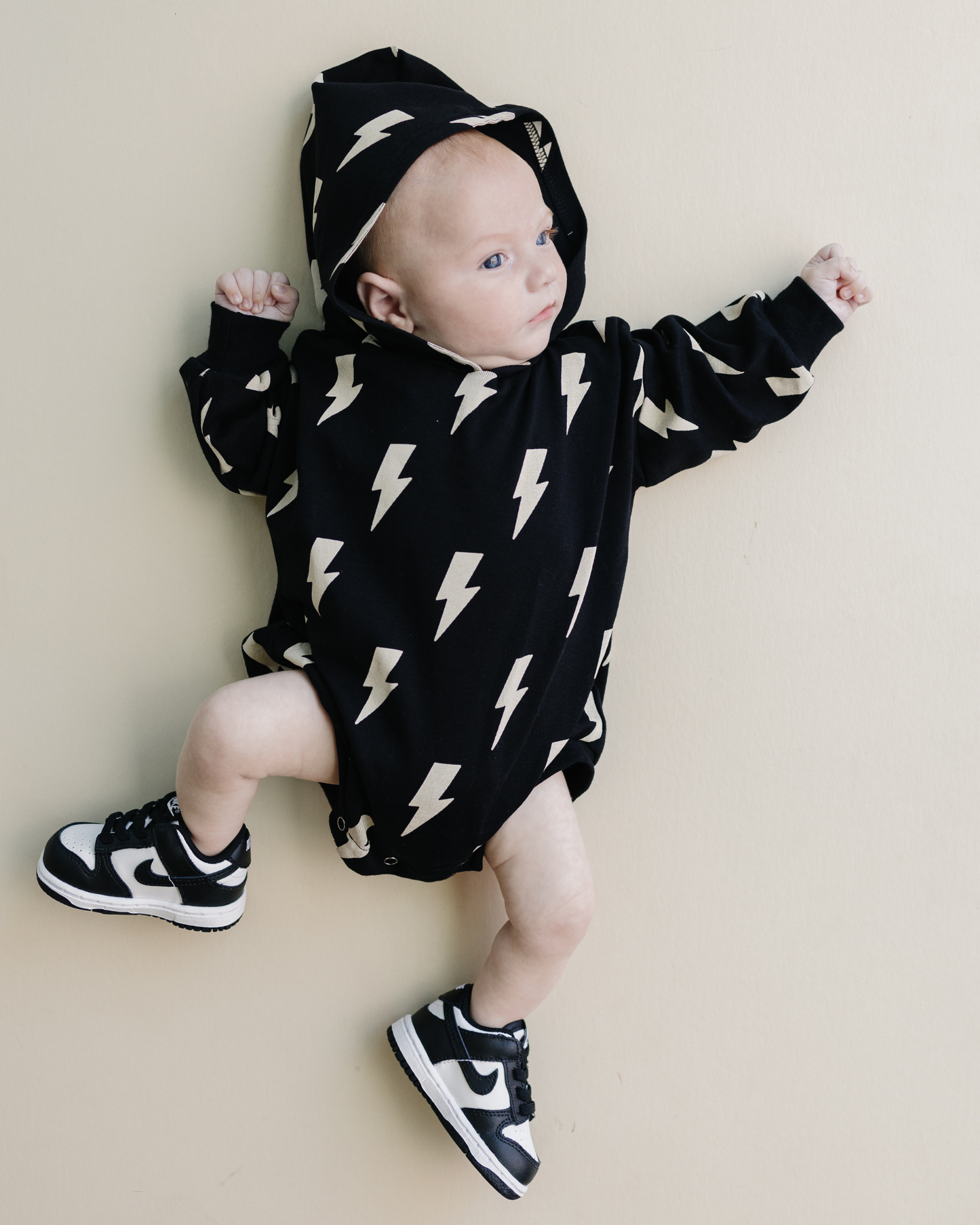 cotton brown lightning bolt bubble romper hooded kids brown bubble romper lightning bolts cotton hooded onesie toddler