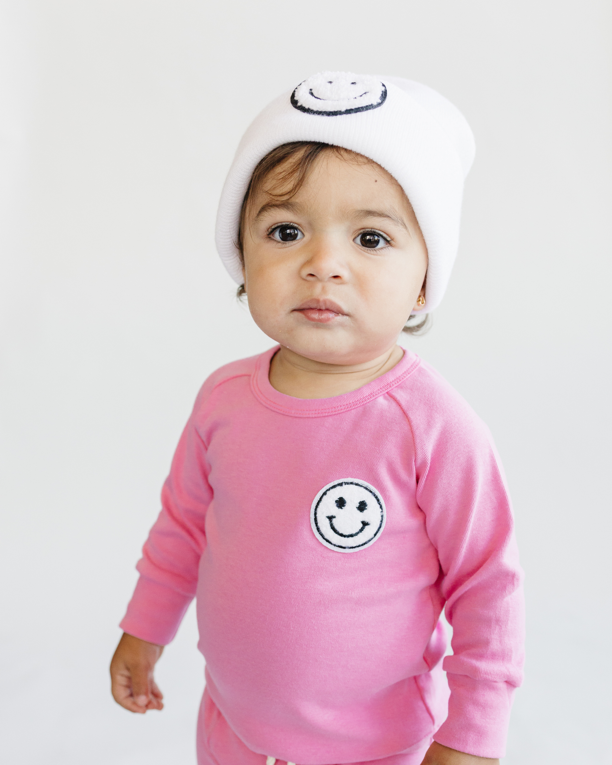 girls bright pink cotton lounge set smiley baby girl lounge set cotton pink with smiley face long sleeve set baby girl 