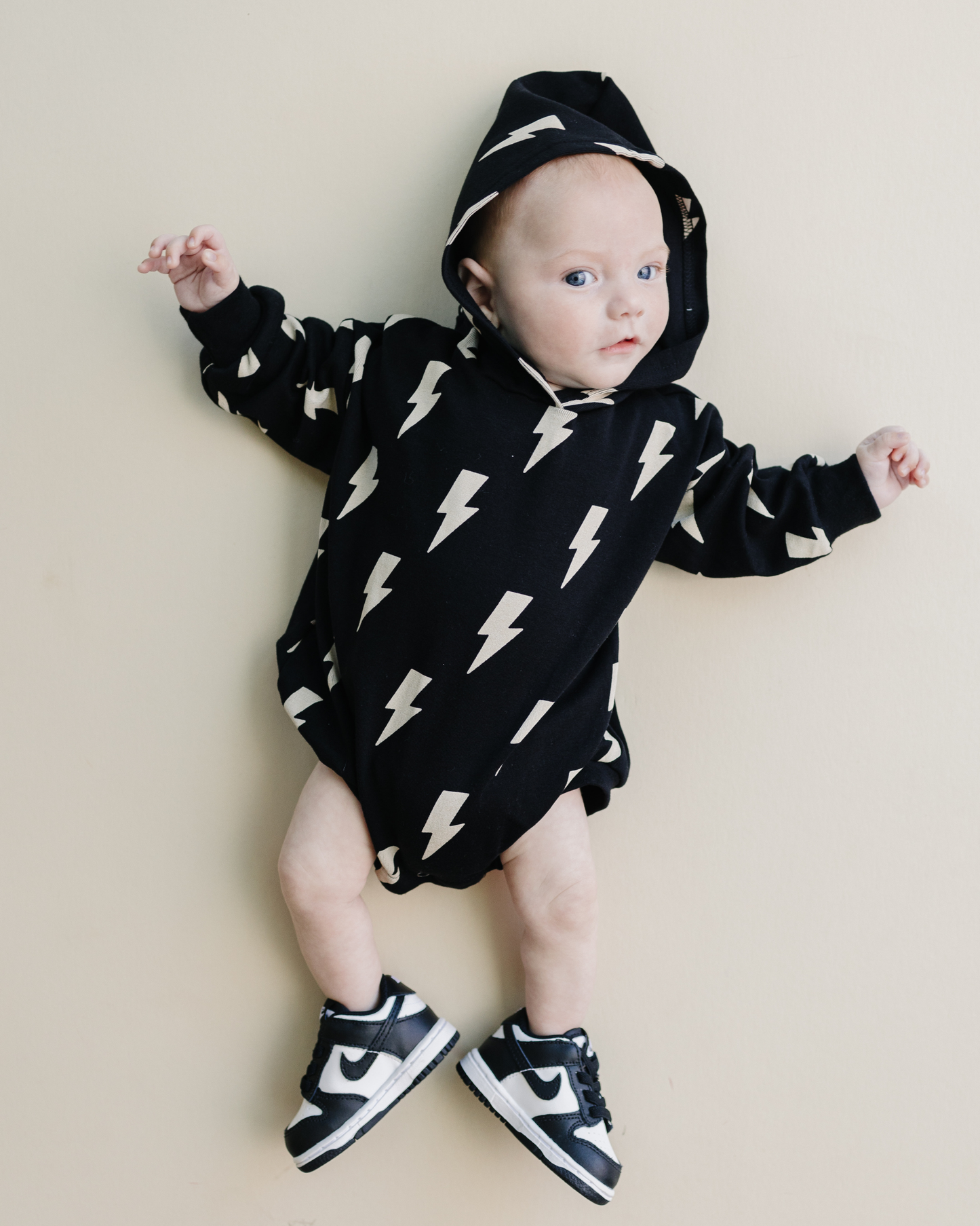 cotton brown lightning bolt bubble romper hooded kids brown bubble romper lightning bolts cotton hooded onesie toddler