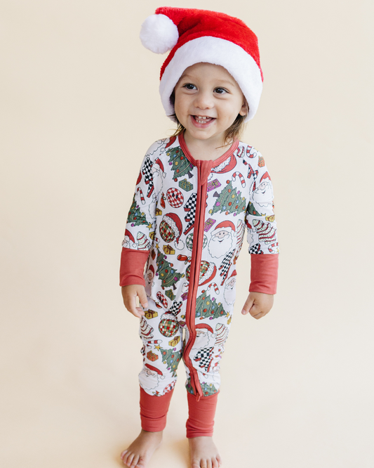 christmas baby bamboo zip up pj kids xmas pajamas zip up bamboo viscose christmas trees baby pjs