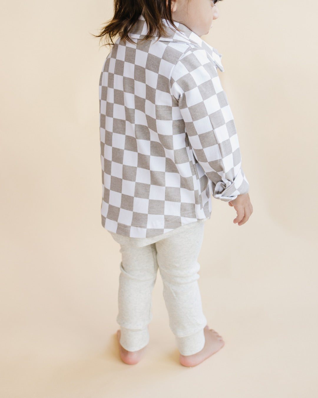 baby cotton checkered jacket kids shacket jacket checkered smiley tan and white checkers baby sweatshirt jacket 