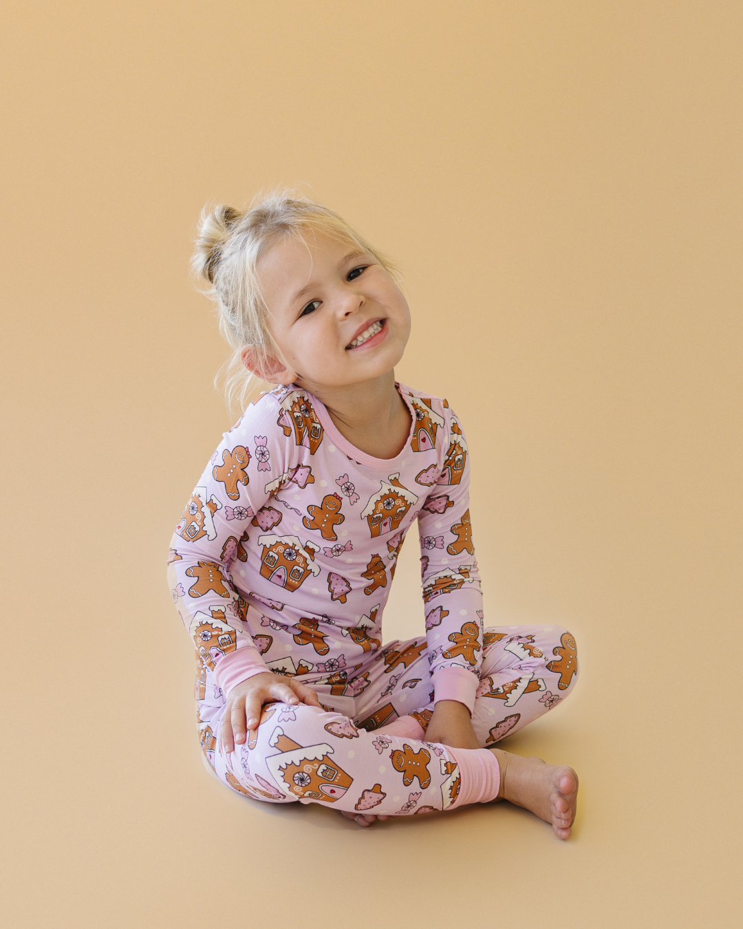 baby girls pink gingerbread pajamas bamboo kids pink christmas pj's 