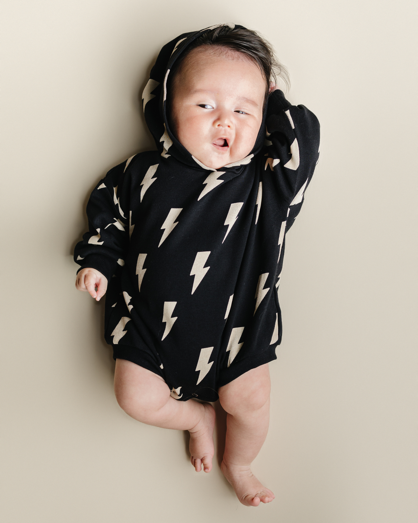 cotton brown lightning bolt bubble romper hooded kids brown bubble romper lightning bolts cotton hooded onesie toddler