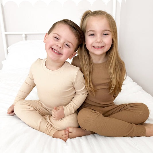 Baby bamboo pajama two piece set kids pj bamboo almond pj bamboo baby set two piece pants long seeve