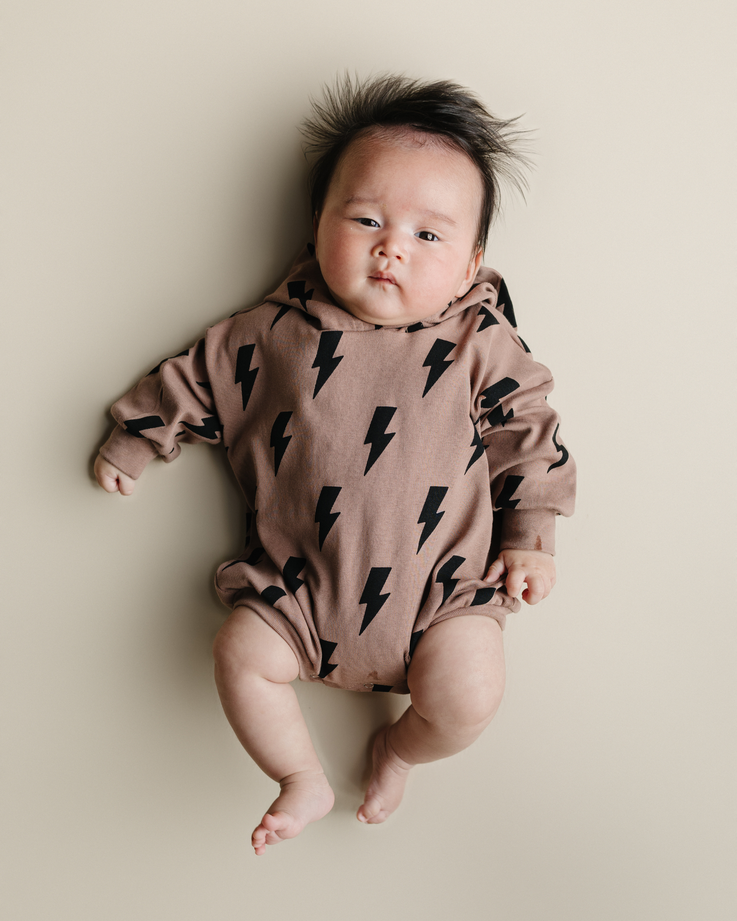 cotton brown lightning bolt bubble romper hooded kids brown bubble romper lightning bolts cotton hooded onesie toddler