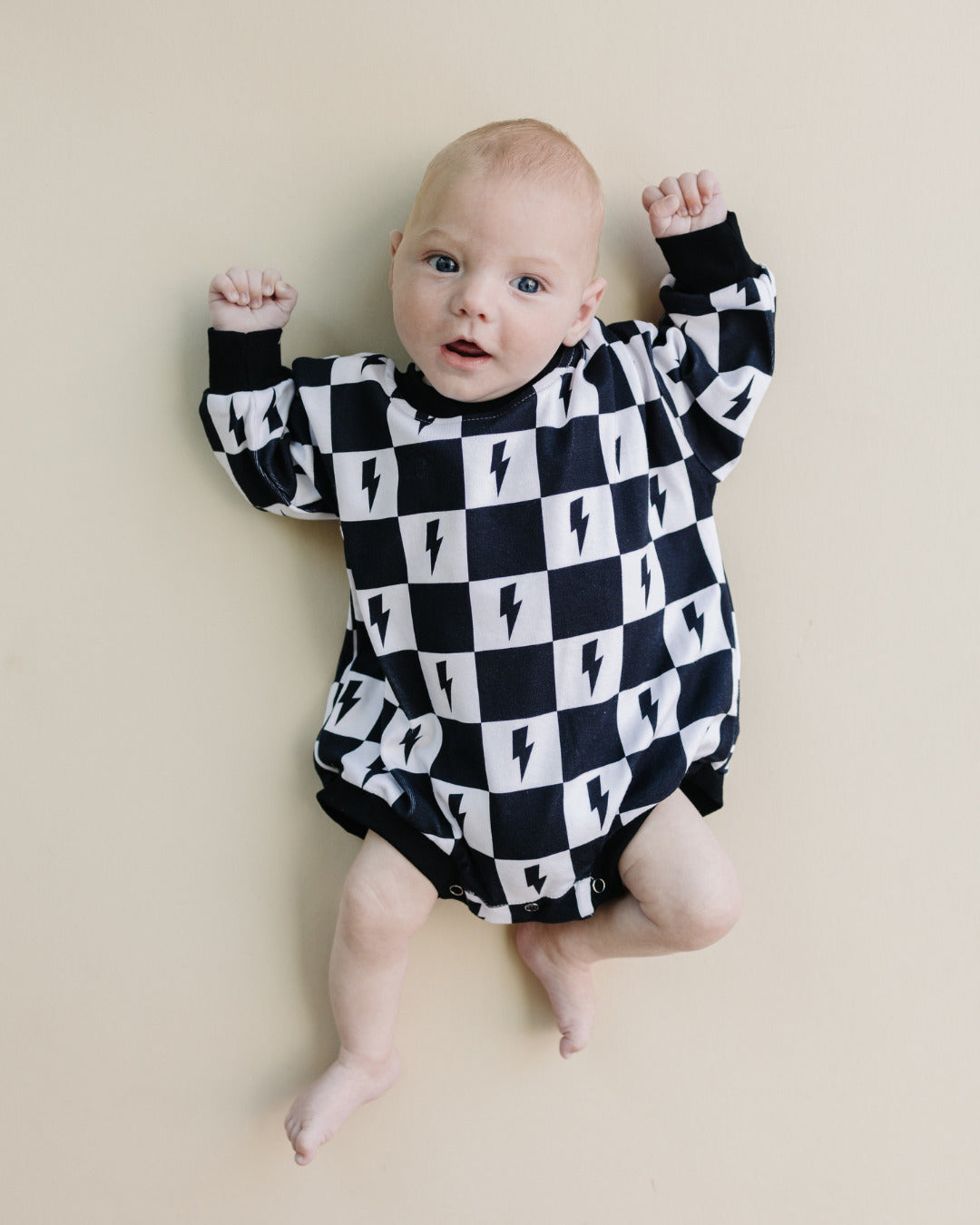 checkered lightning bolt baby romper bubble romper kids black and white lightning bolts and checkered long sleeve onesie baby