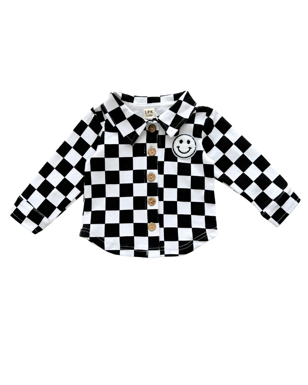 baby cotton checkered jacket kids shacket jacket checkered smiley black and white checkers baby sweatshirt jacket 