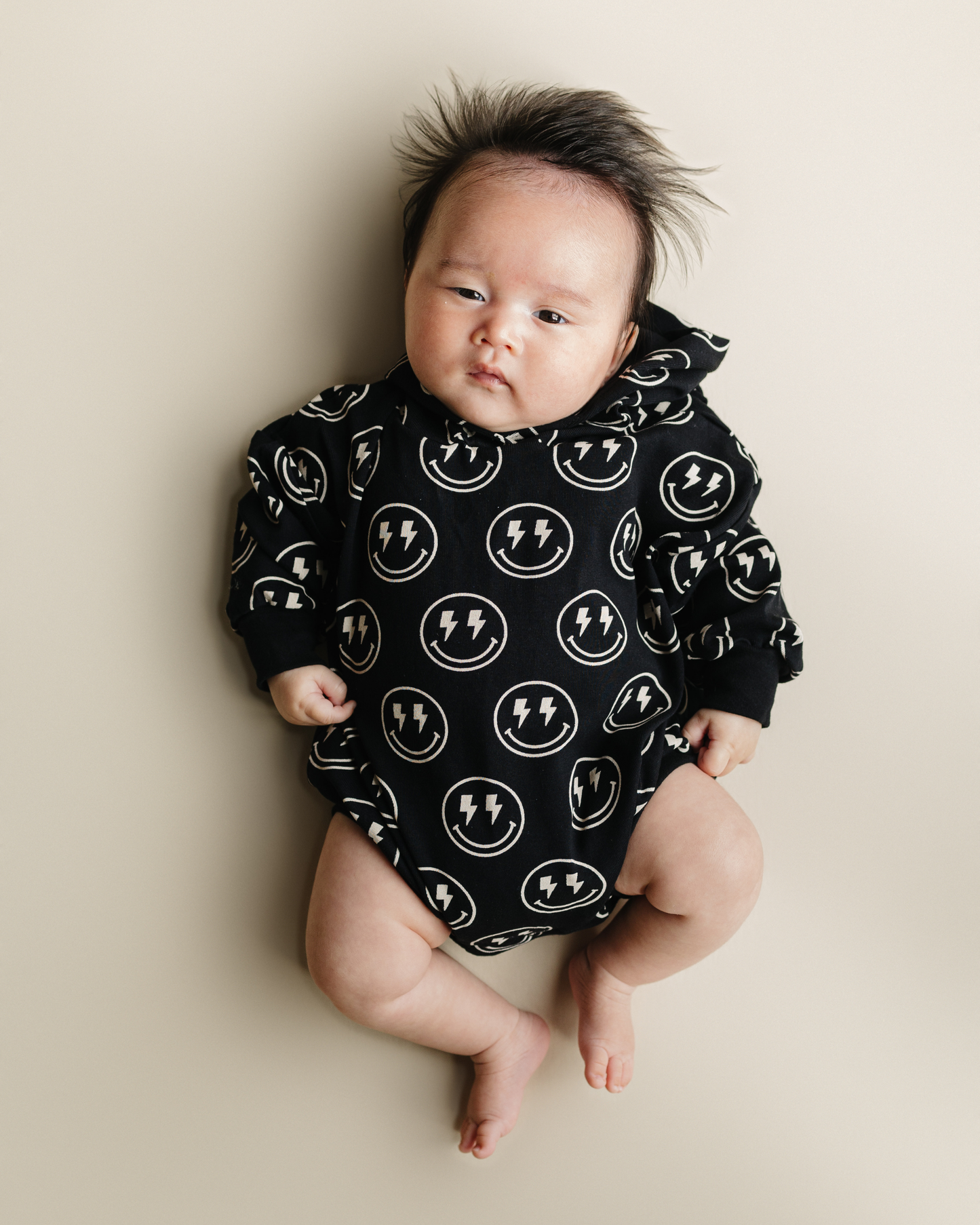 baby hooded romper black electric smiley kids hooded bubble romper onesie black smiley toddler one piece 