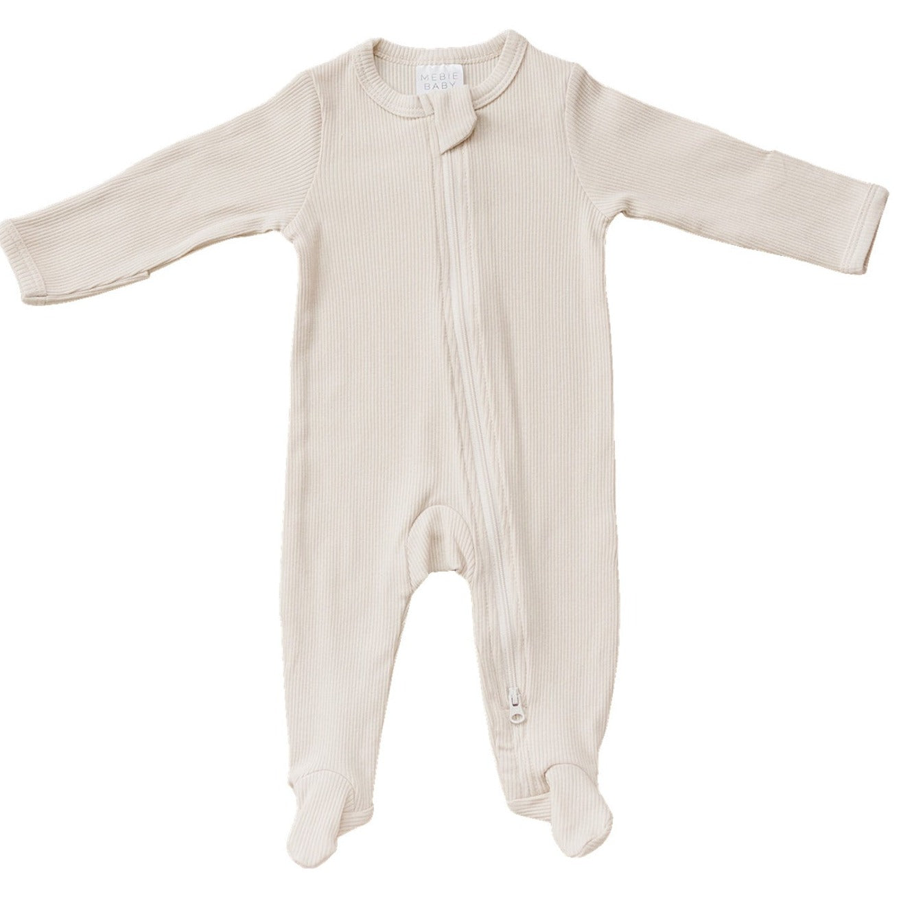 cream baby organic cotton zip up pj kids ribbed cotton zip up pajamas cream 