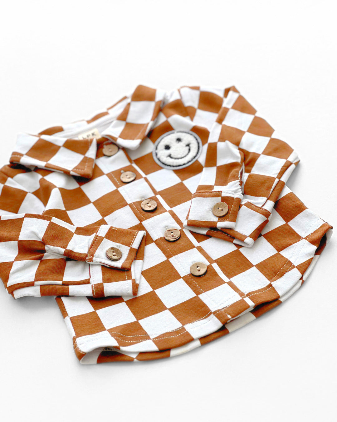 baby cotton checkered jacket kids shacket jacket checkered smiley brown and white checkers baby sweatshirt jacket 