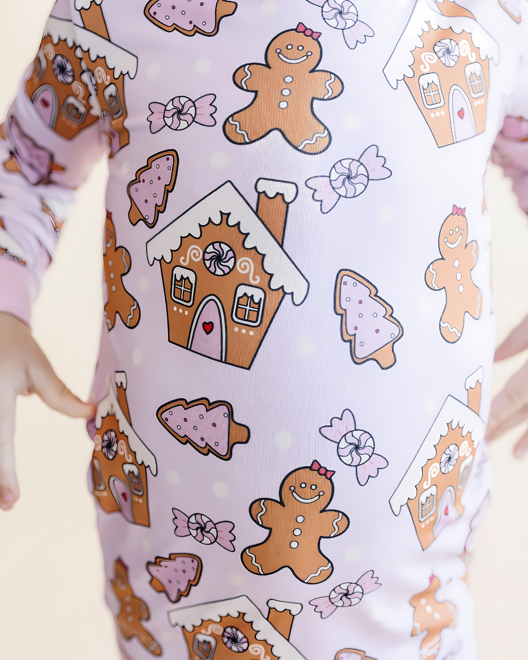 baby girls pink gingerbread pajamas bamboo kids pink christmas pj's 