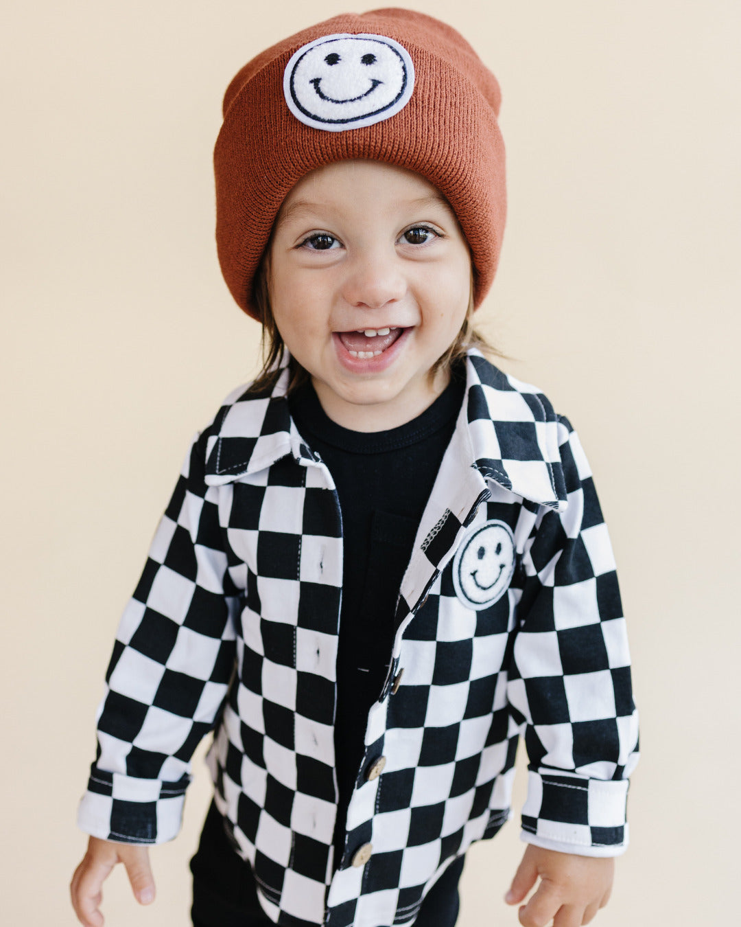 baby cotton checkered jacket kids shacket jacket checkered smiley black and white checkers baby sweatshirt jacket 