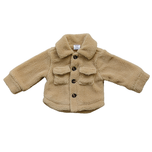 tan baby sherpa jacket cotton 100% cotton kids jacket tan sherpa 