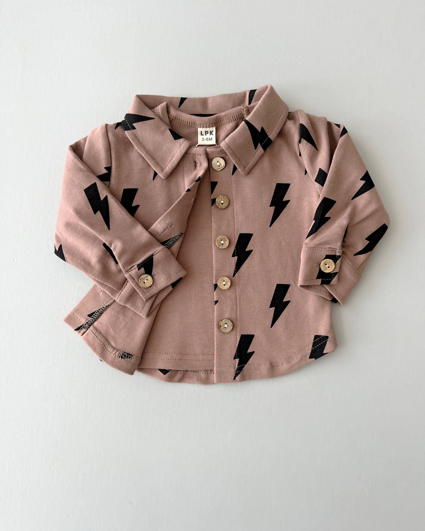 baby brown shacket lightning bolts button up cotton jacket kids lightning bolts button up shacket for fall 