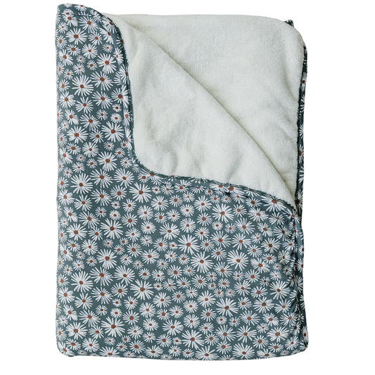 newborn girl  Dark Green Daisy Bamboo Fleece Quilt girls fleece blanket floral daisy 