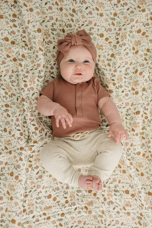 Mebie baby organic cotton bodysuit onesie newborn rust 