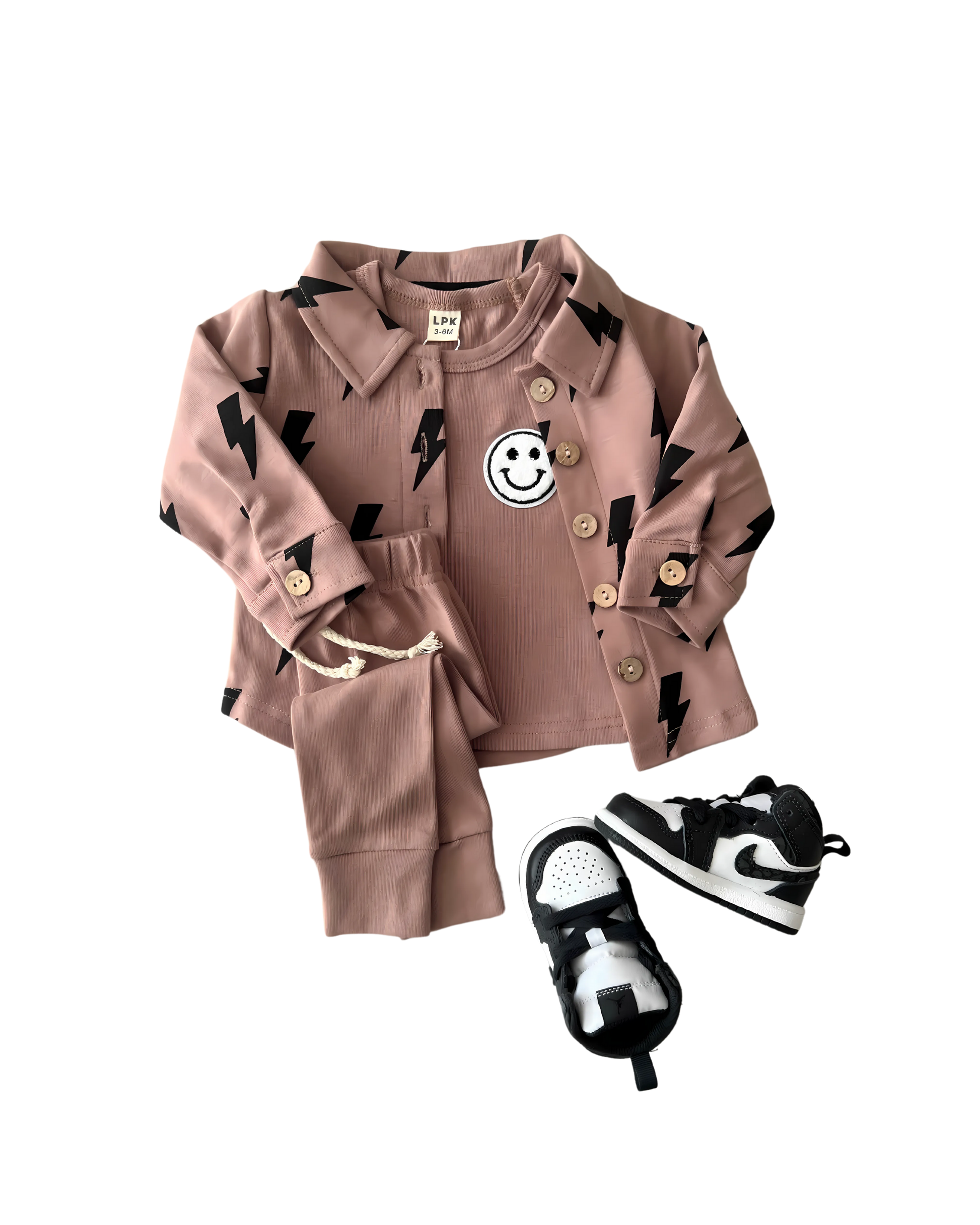 baby cotton lounge set brown kids two piece lounge set cotton babies brown smiley face set pants and long sleeve 