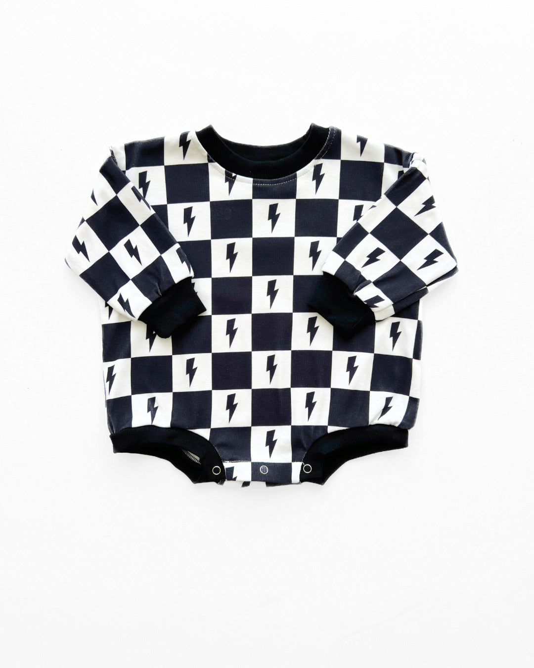 checkered lightning bolt baby romper bubble romper kids black and white lightning bolts and checkered long sleeve onesie baby