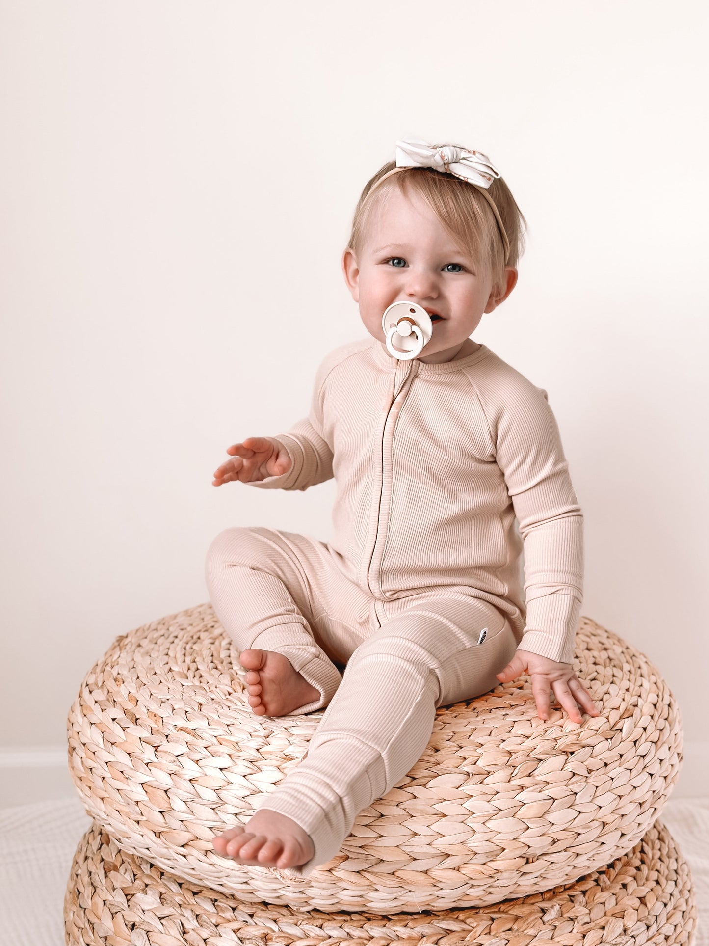 baby bamboo zip up onesie kids jumpsuit bamboo zip up cream ribbed 