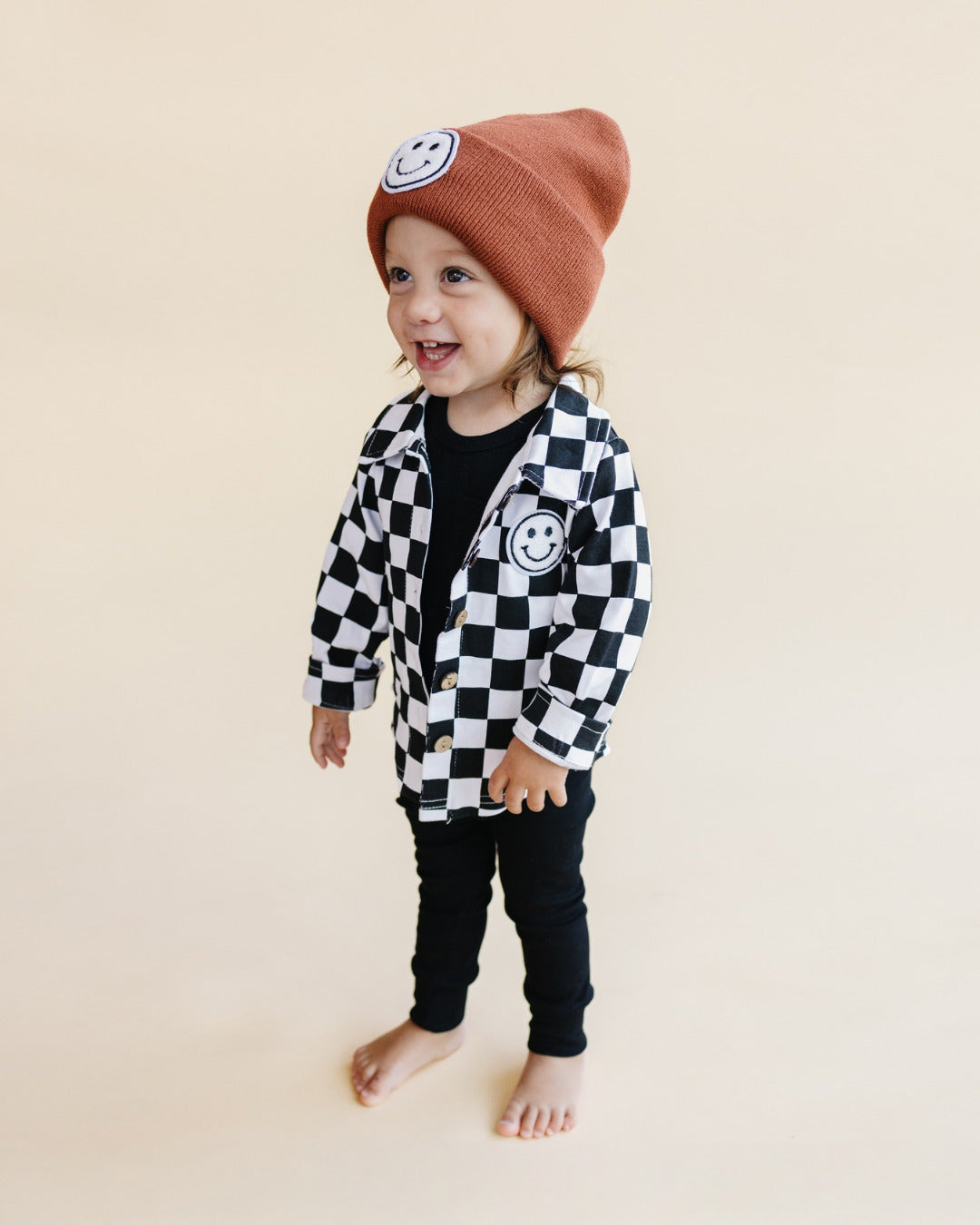 baby cotton checkered jacket kids shacket jacket checkered smiley black and white checkers baby sweatshirt jacket 