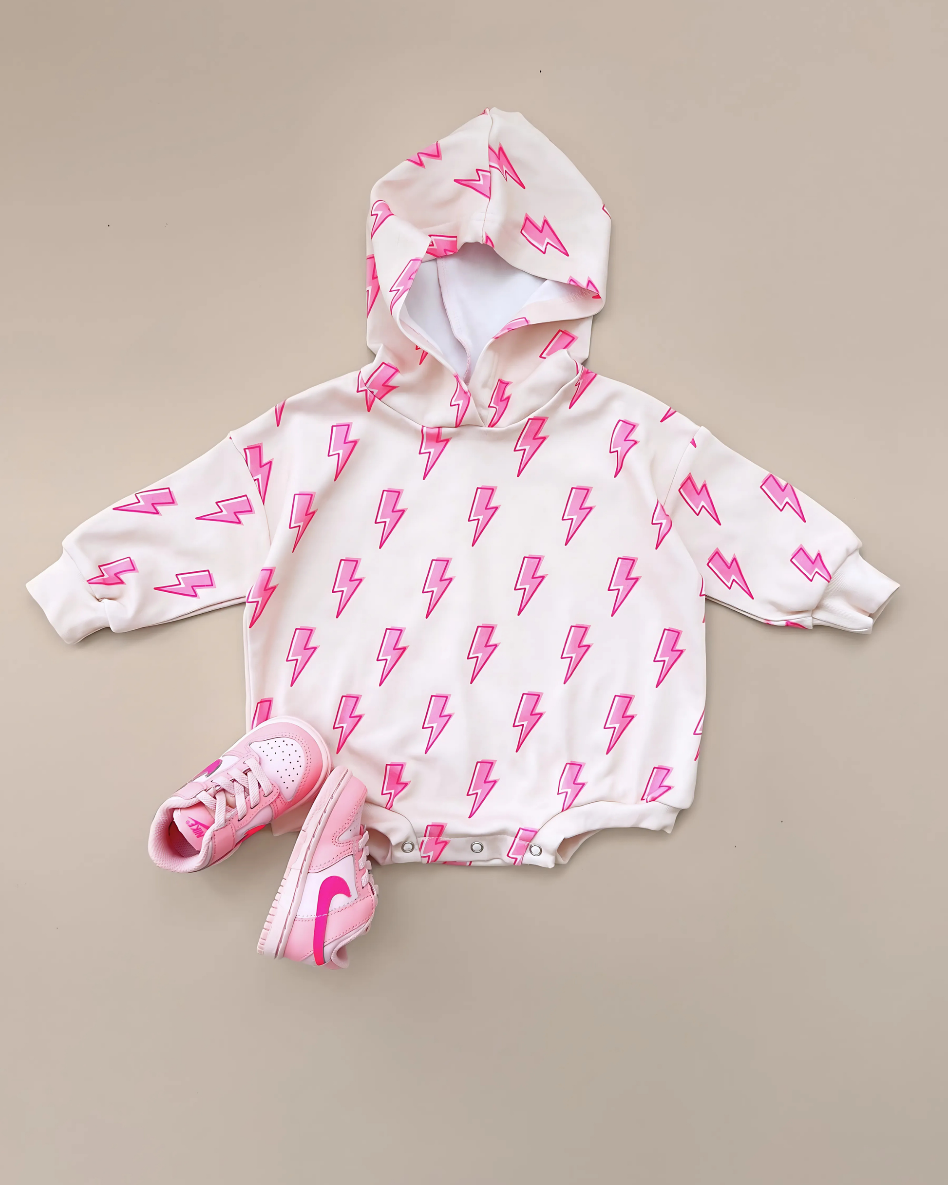 cotton pink lightning bolt bubble romper hooded kids pink bubble romper lightning bolts cotton hooded onesie toddler