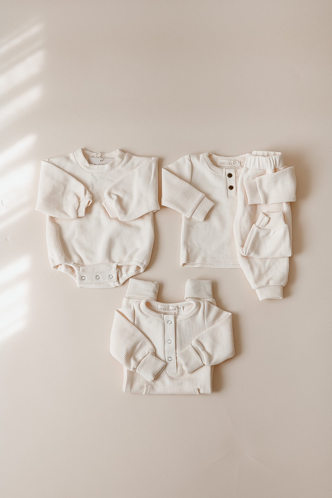 Baby waffle cream set lounge kids two piece outfit set baby 