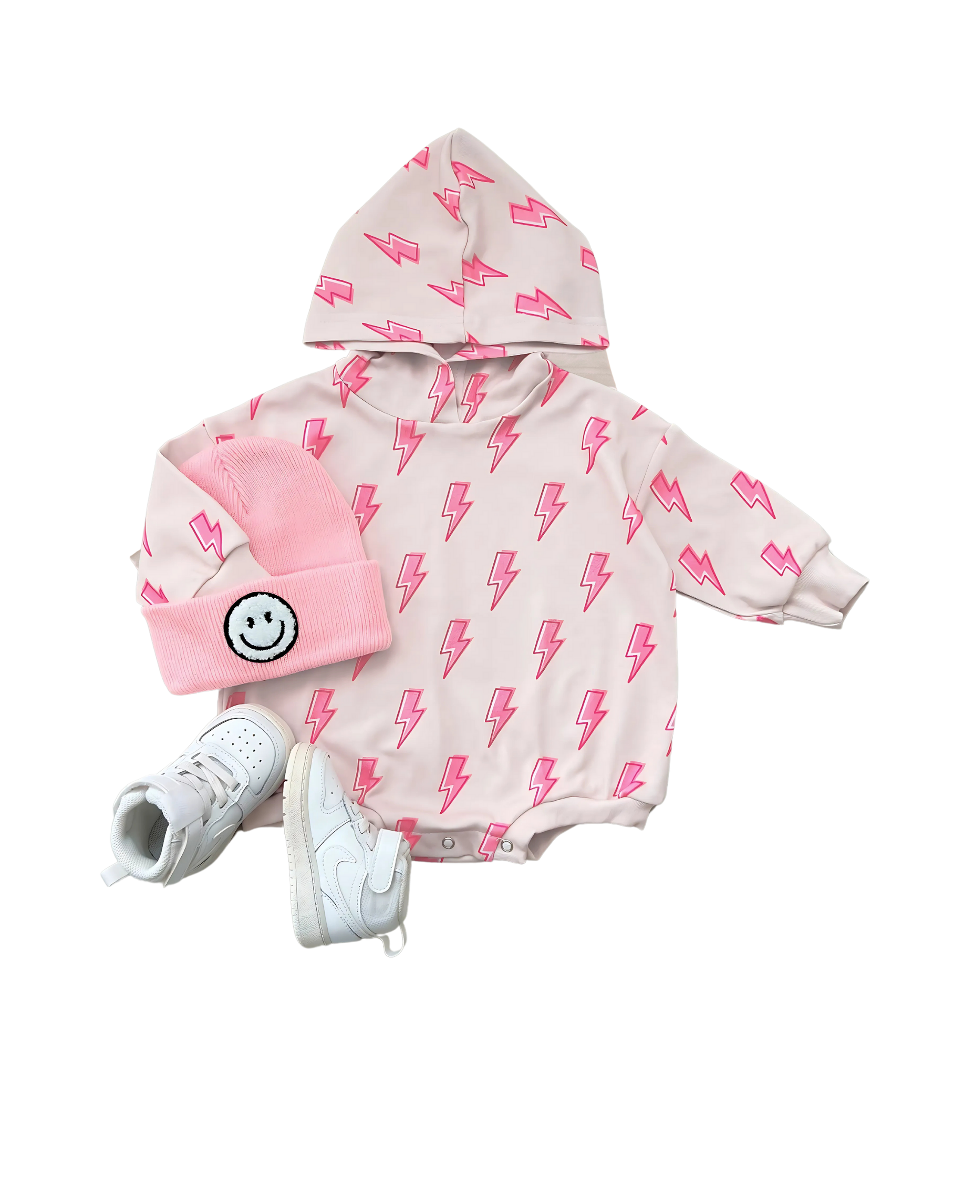 cotton pink lightning bolt bubble romper hooded kids pink bubble romper lightning bolts cotton hooded onesie toddler