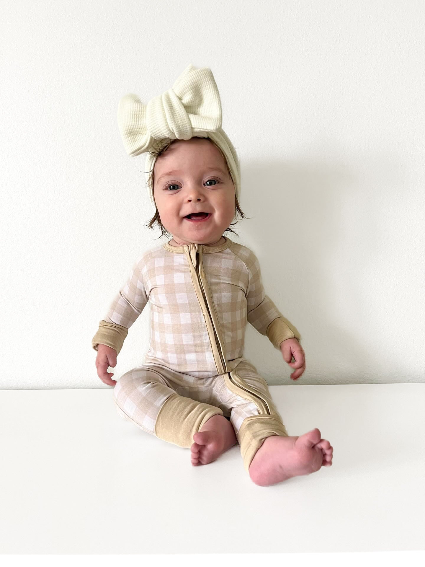 baby plaid bamboo zip up romper kids zip up bamboo pj baby beige and white zip up long sleeve jumper kids