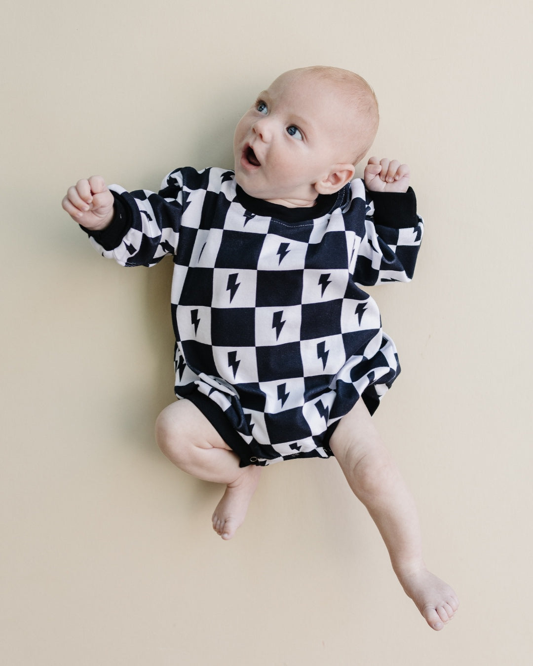 checkered lightning bolt baby romper bubble romper kids black and white lightning bolts and checkered long sleeve onesie baby