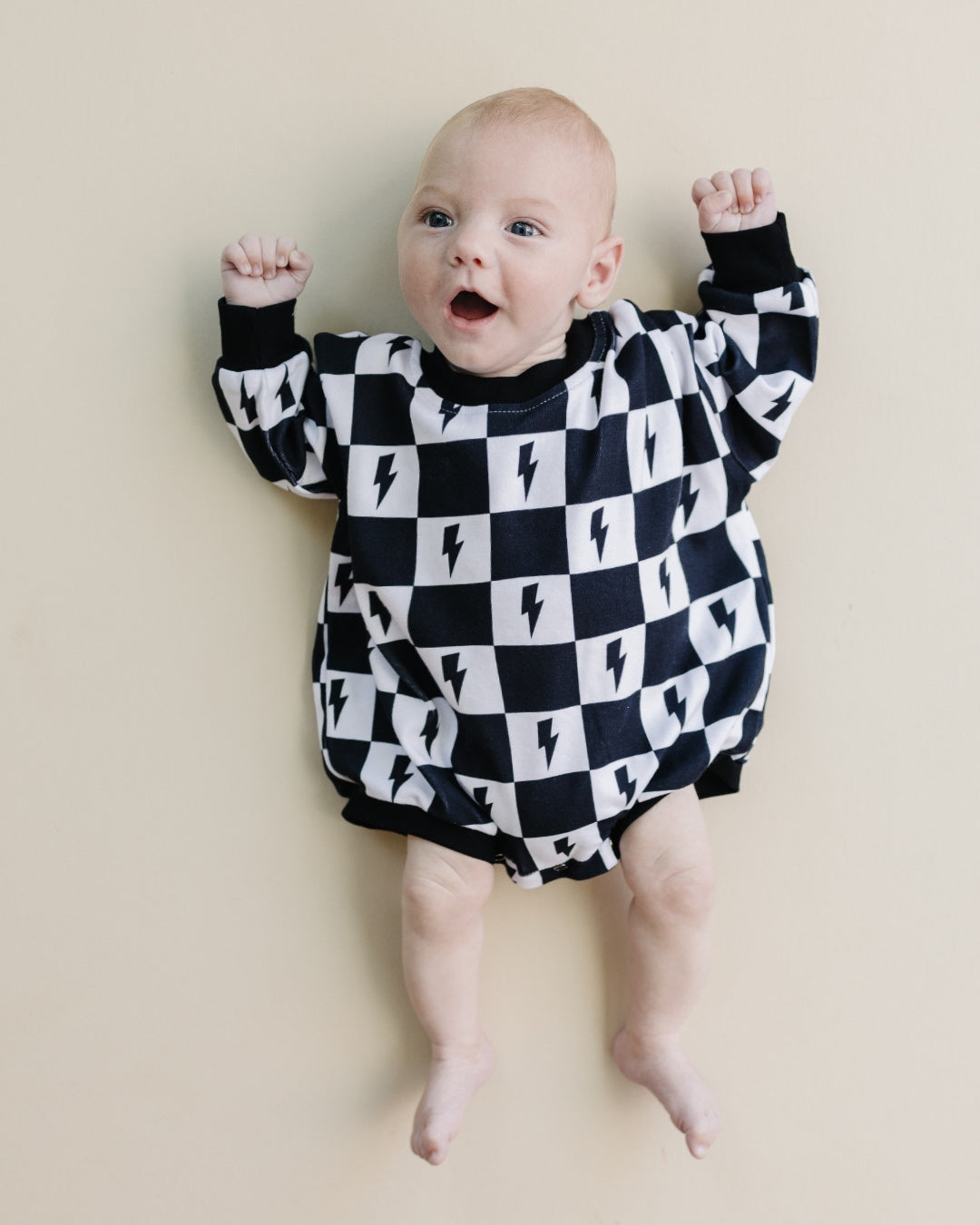 checkered lightning bolt baby romper bubble romper kids black and white lightning bolts and checkered long sleeve onesie baby