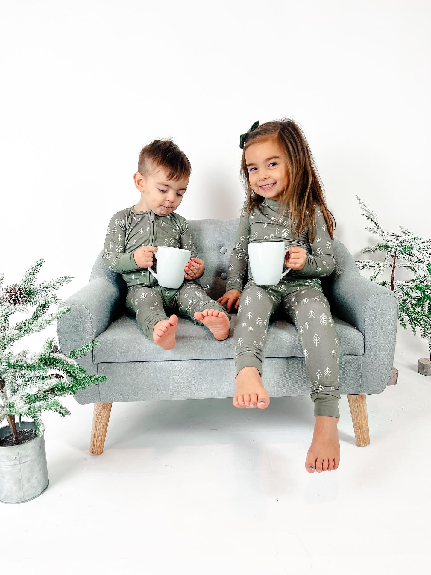 baby bamboo lounge set green trees kids two piece bamboo set long sleeve lounge set baby