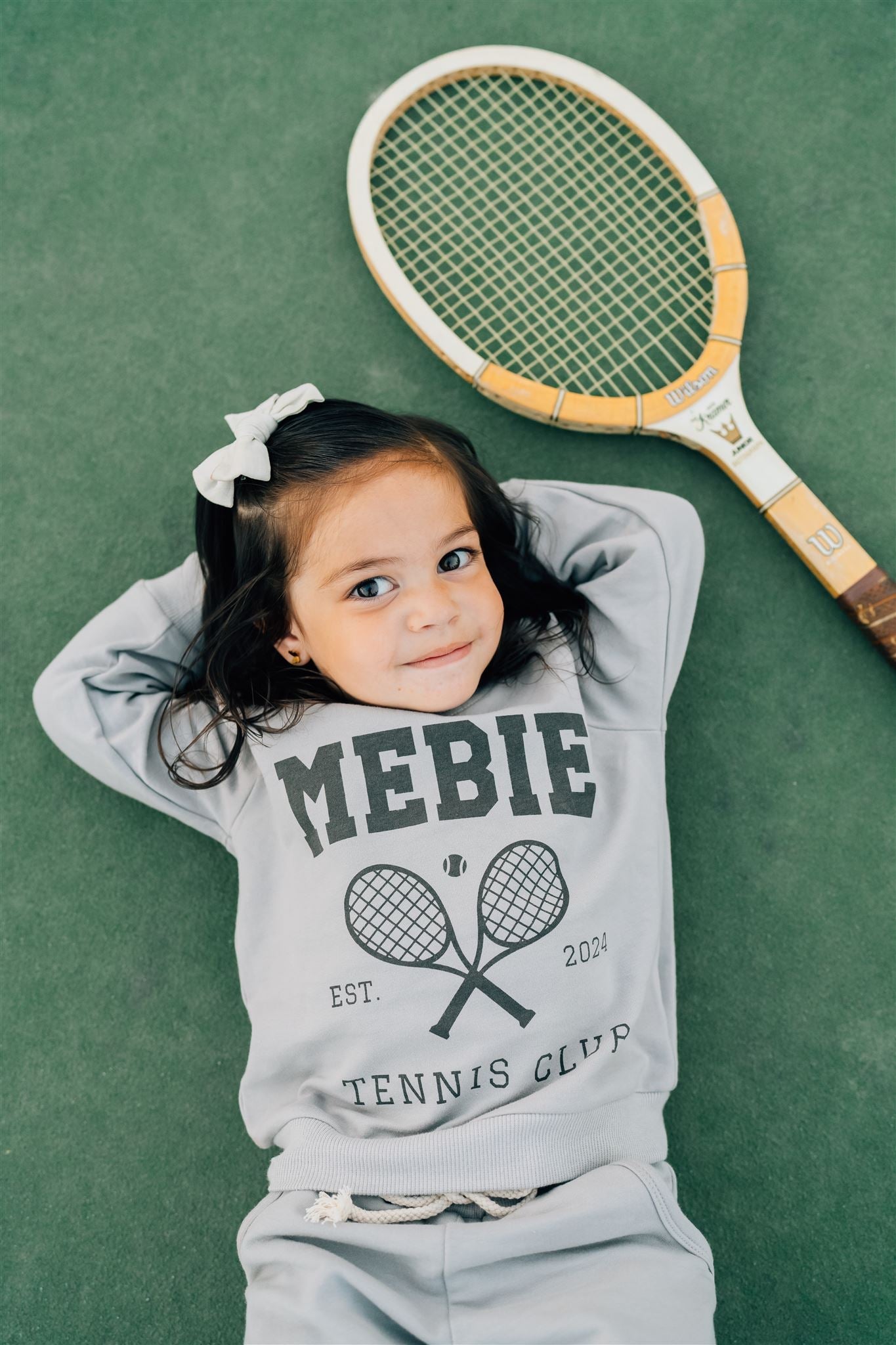 tennis gray baby jogger set kids two piece set gray cotton baby joggers sweatshirt tennis racket kids set