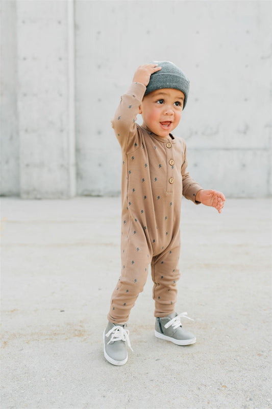 baby cotton lightning bolt romper long sleeve kids lightning cotton jumpsuit baby brown play suit cotton kids