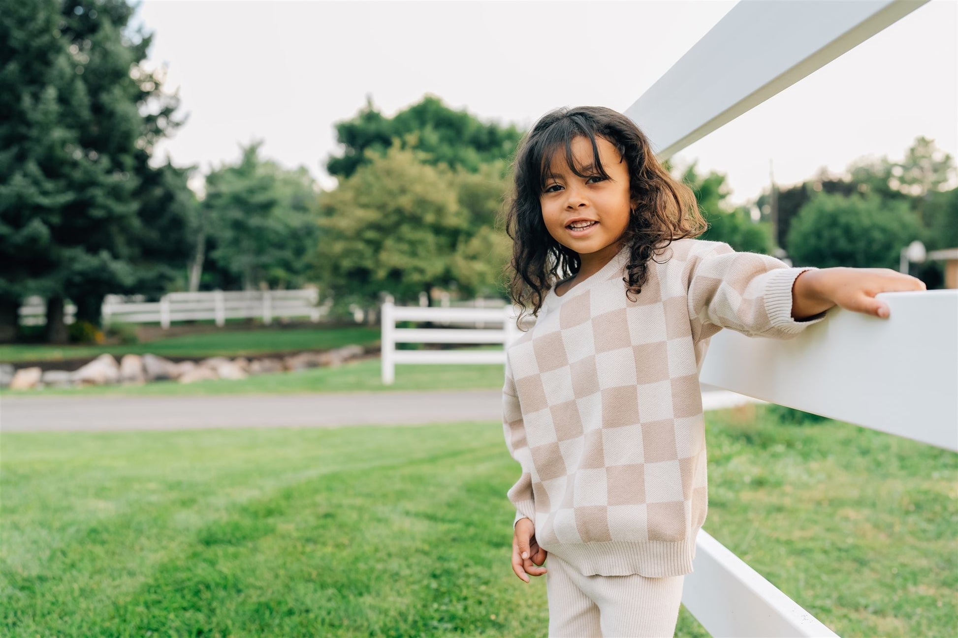 Newborn Baby Organic Cotton Sweater Checkered Cream Kids