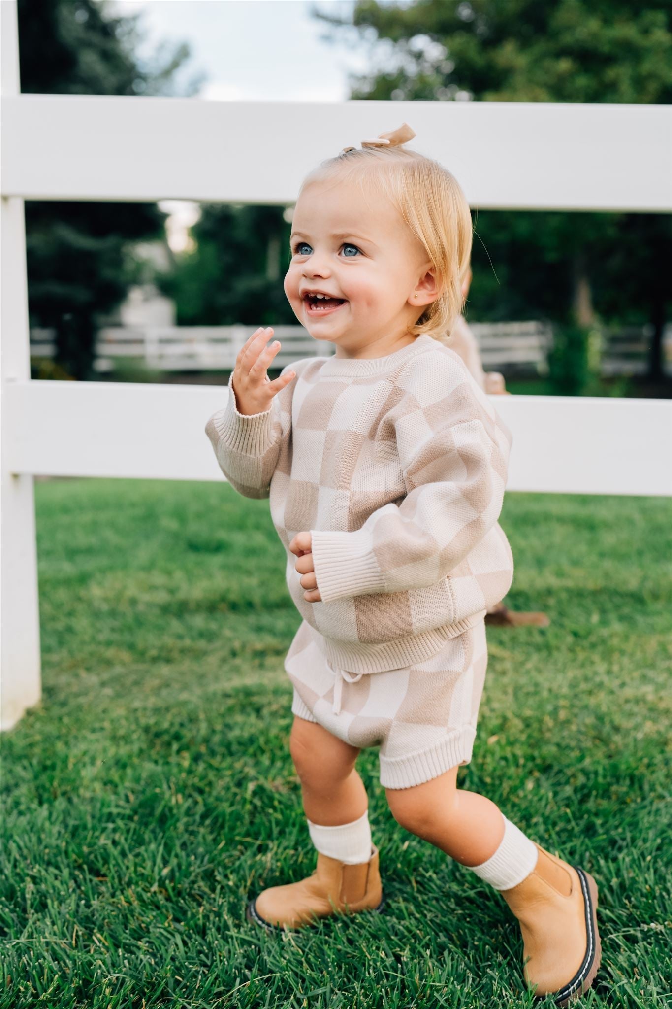 newborn baby organic cotton shorts checkered cream 