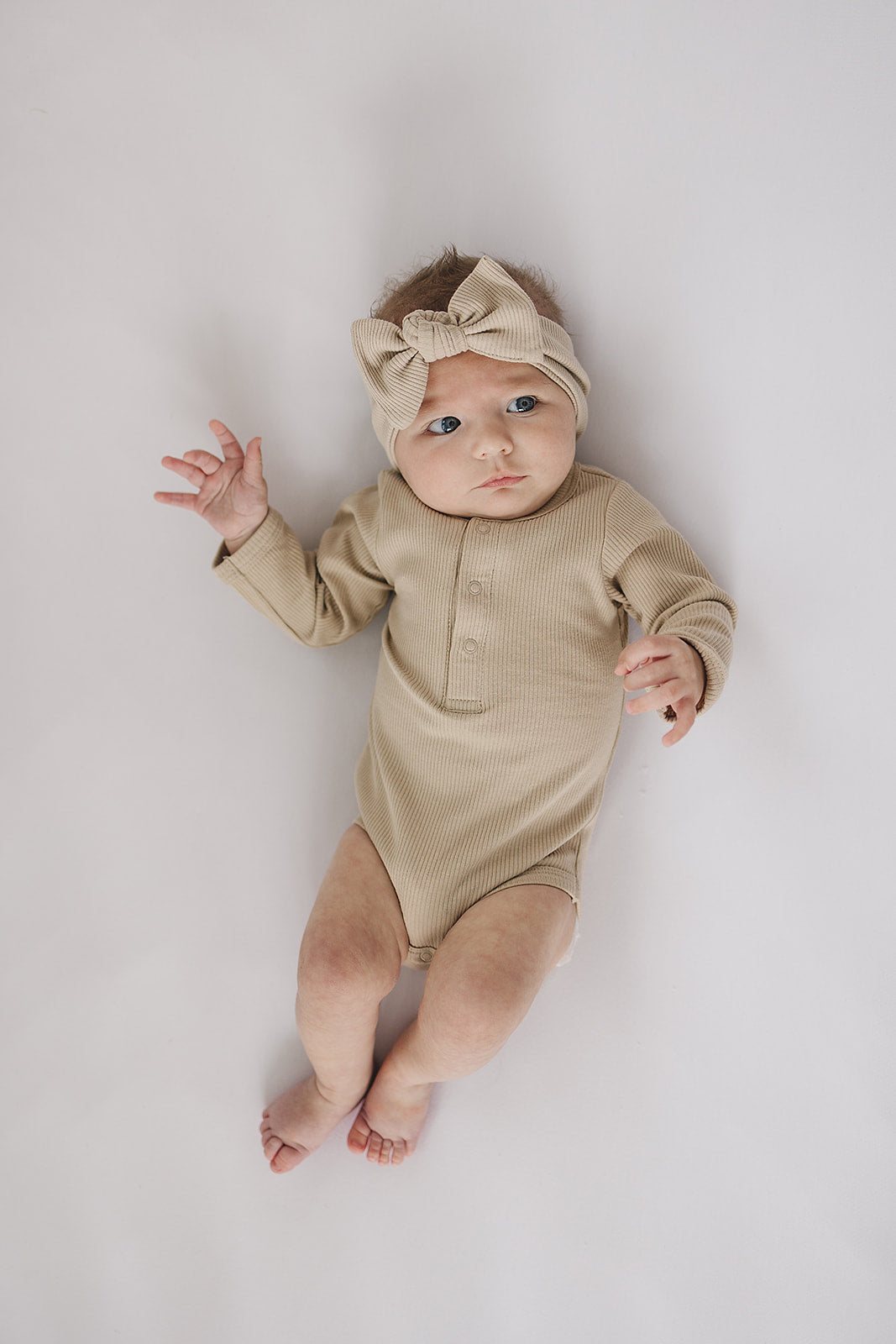 tan baby organic cotton long sleeve onesie romper kids organic ribbed cotton body suit tan baby