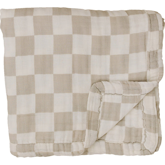 newborn baby checkered quilt kids 100% muslin cotton checkered neutral baby blanket kids blanky cotton 