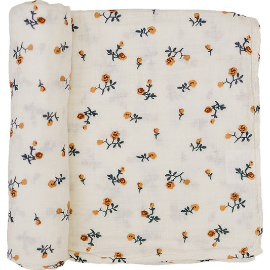 newborn swaddle cream flowers 100% cotton muslin blanket for baby cream floral muslin cotton newborn swaddle blanket 