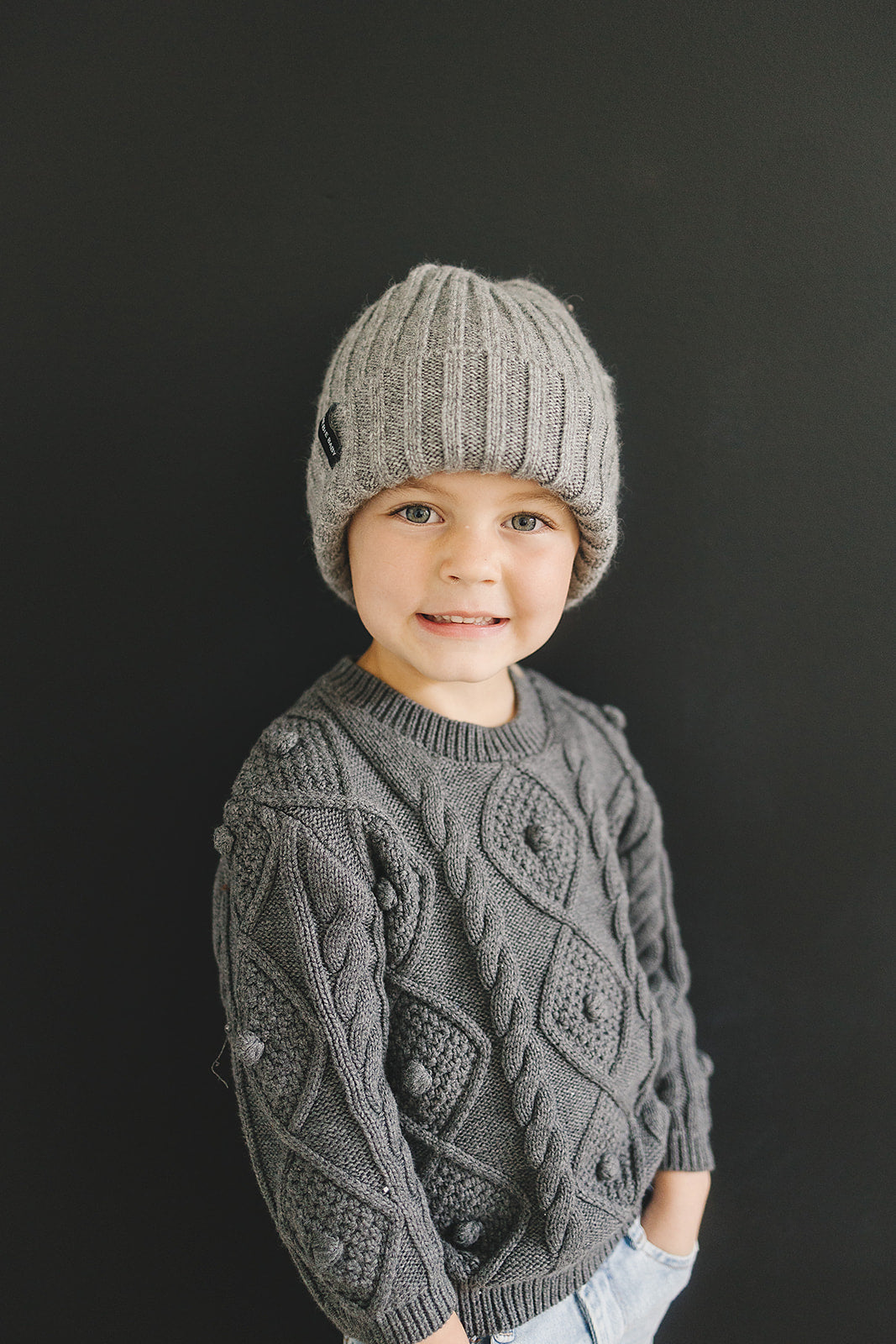 Gray chunky baby beanie kids beanie winter hat gray baby cap