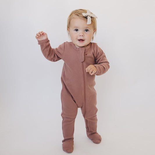 newborn baby organic cotton zip up pajama footie pj girl kids ribbed cotton