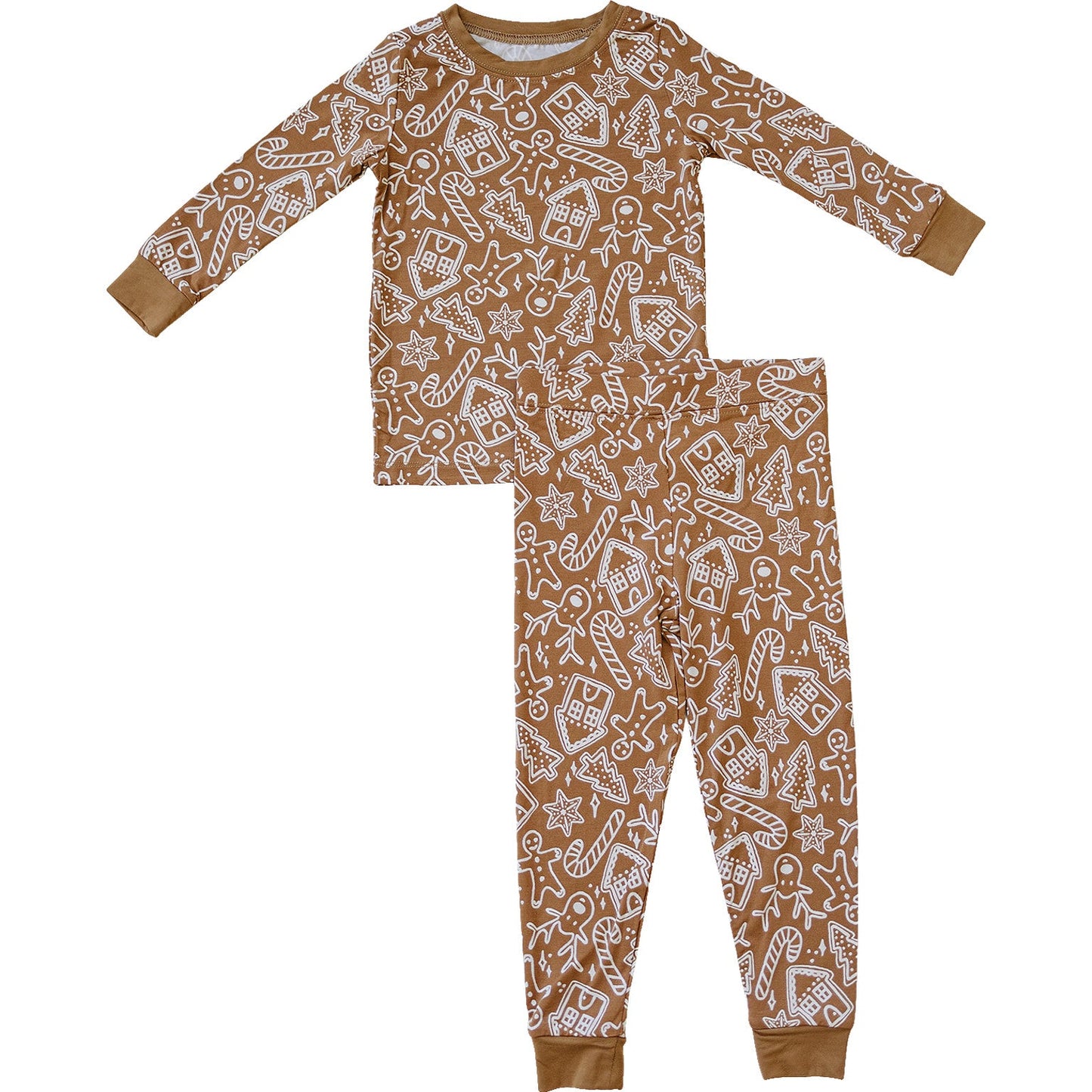 kids bamboo pj set gingerbread christmas pj's baby pants and long sleeve set christmas gingerbread cookies kids pajamas