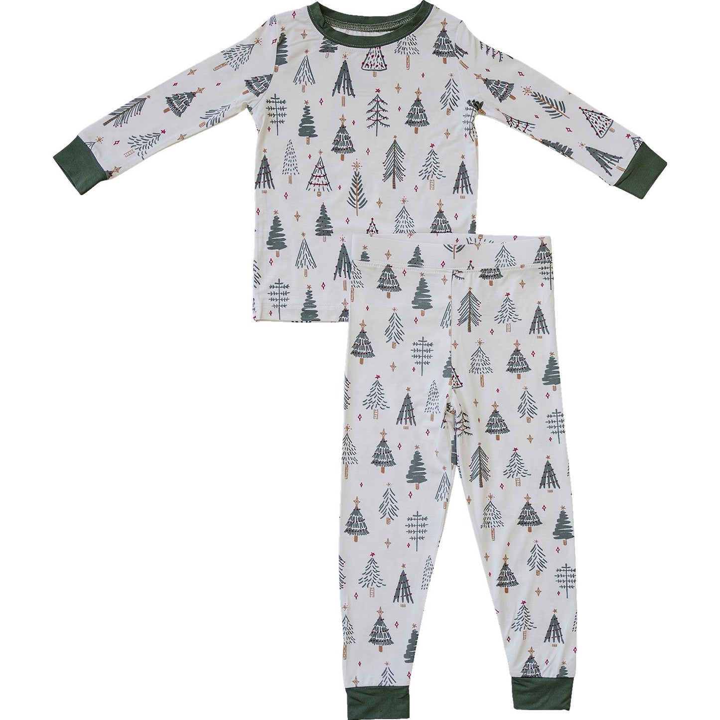 bamboo kids christmas pj set long sleeve and pants set baby pajamas bamboo christmas tree pj's baby and kids pj 