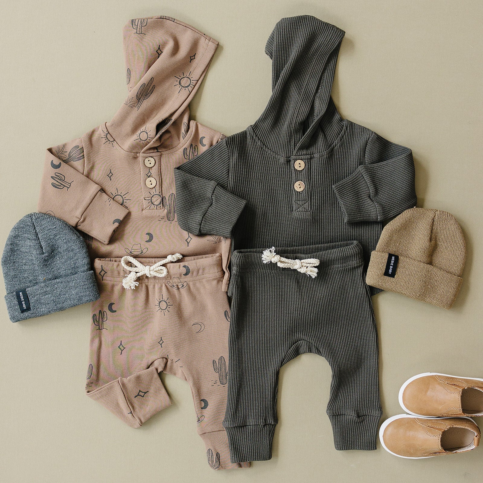 charcoal baby waffle cotton jogger set kids hooded jogger set gray baby 