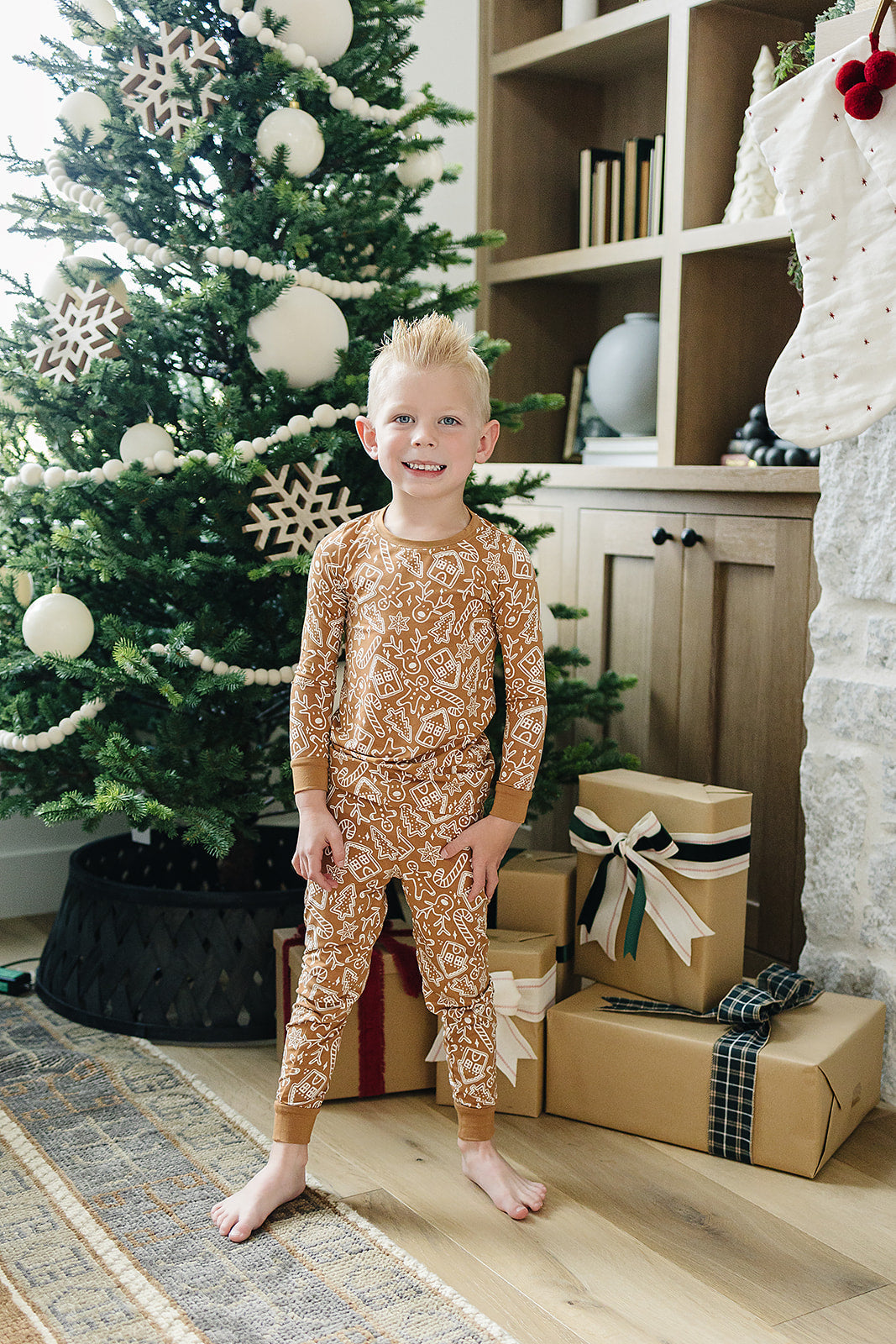 kids bamboo pj set gingerbread christmas pj's baby pants and long sleeve set christmas gingerbread cookies kids pajamas